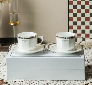 High-Appearance Grade <b>Ceramic</b> Coffee <b>Mug</b> and Saucer Set Net Red Party-Grade Classic Design Includes Tray - Product Image 1
