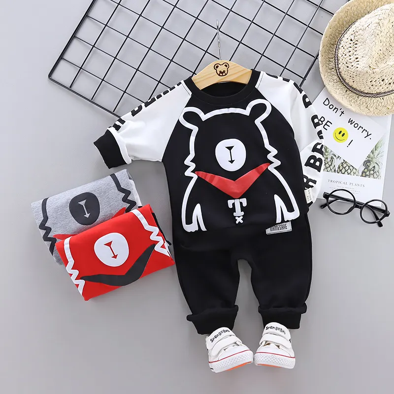 Baby Kinderkleding Voorjaar Nieuwe Jongens Pak Trui 1-5 Jaar Oude Baby Herfst Cartoon Beer Sport Set