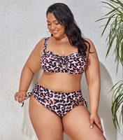 Ensemble de bikinis taille haute à bretelles imprimé léopard grande taille pour femmes, maillot de bain deux pièces 6XL, collection 2022 personnalisée