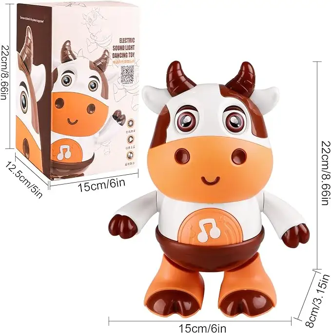 Hot Sales Electric Educational Baby Cow Musical Toys Animal Electric Dancing Cow With Music And Light