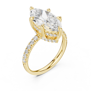 Bagues en diamant, bague de fiançailles, or massif 14 carats, diamant de laboratoire taille marquise, taille brillant rond, collection de bijoux en diamant - Product Image 1