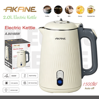 Bouilloire électrique AKANE A.80188W 1500W 2.0L Hervidor Eléctrico Ébullition rapide 360° °   Base pivotante avec voyant d'arrêt automatique pour usage domestique