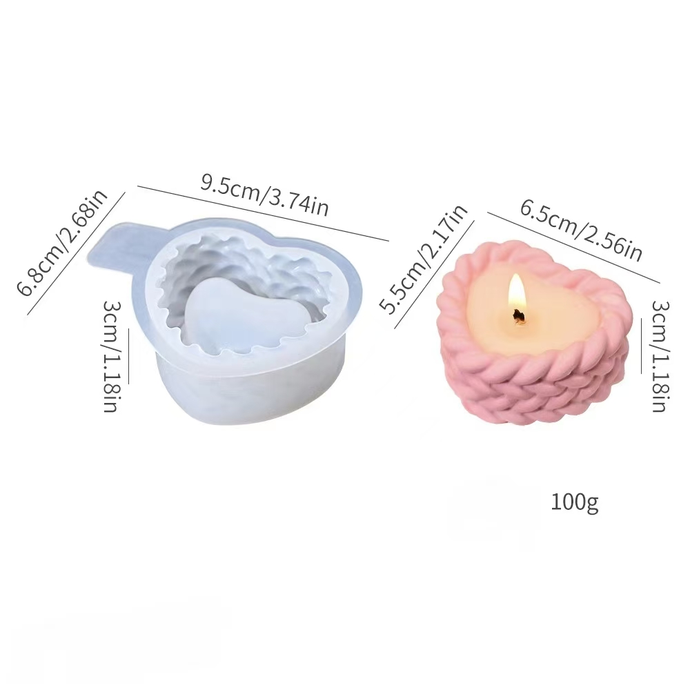 9.5*6.8*3cm/100g/White Heart Twist Cup Shape