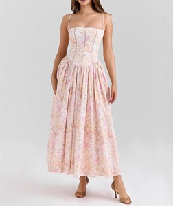 Elegante e Delicato <span class=keywords><strong>Abito</strong></span> Floreale con Collo all'Americana in Stile Europeo e Americano per Donne - Product Image 5