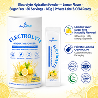 Poudre d'électrolytes au citron personnalisée en usine, sans sucre, en sachet individuel, pour l'hydratation et l'endurance, marque privée