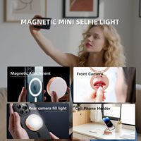 Lampe de remplissage magnétique pour selfie avec miroir convexe Compatible avec Magsafe Lampe de remplissage pour téléphone Lumière vidéo extensible pliable