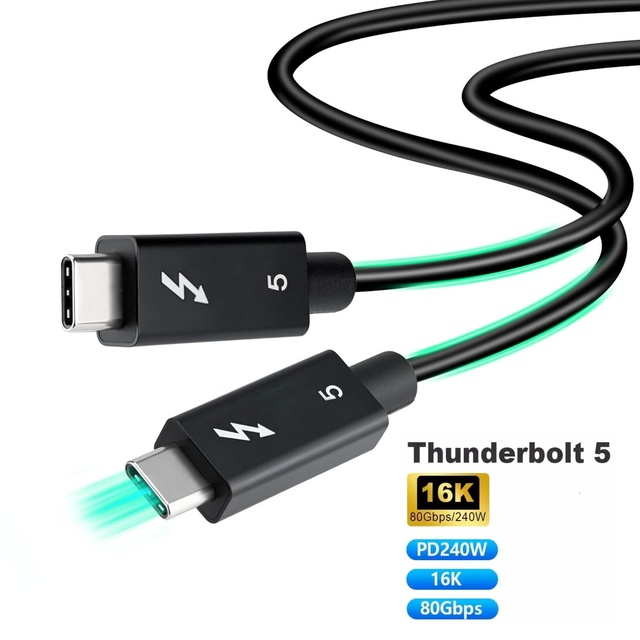 OEM 0.5M 1M 1.5M 2M Nylon Braided 80Gbps 16K Thunderbolt 5 USB Type C to Type C Full Function 240W PD USB4 Gen4 TBT5 Cable