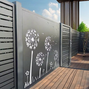 屋外ガーデンセキュリティ3Dモデリング用のハイスタイルメタルフレームウッドスラットを備えた粉体塗装アルミニウム通路ゲートが利用可能 - Product Image 1