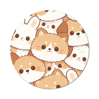 Tapis de souris en caoutchouc écologique imprimé de dessins animés d'animaux mignons (Shiba Inu, lapin), tissu tricoté lisse, antidérapant, pour bureau, ordinateur portable, jeux