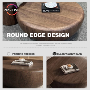 Nouvelle <span class=keywords><strong>Table</strong></span> <span class=keywords><strong>Basse</strong></span> en Noyer <span class=keywords><strong>Noir</strong></span> Design Mid-Century Moderne, Tables Basses Rondes Hautes et Basses pour Salon LT-8826 - Product Image 3