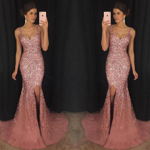 เดรสงานพรอมยาวประดับด้วยเลื่อมสำหรับปาร์ตี้ชุดราตรีเซ็กซี่ทรงพอดีตัวสง่างาม - Product Image 3