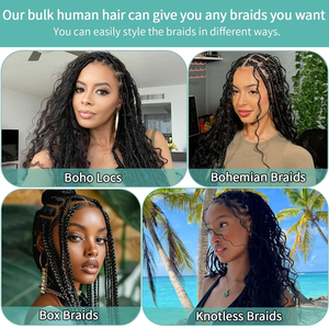 Venta <span class=keywords><strong>Caliente</strong></span> de Fábrica: Cabello Humano Virgen Brasileño 100% para Trenzas Boho, Ondulado Profundo, Natural, Doble Trama, Sin Trama, Cabello Humano a Granel - Product Image 4