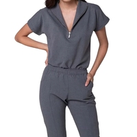 Uniforme Médico Hospitalario de Poliéster y Algodón Tejido, Ropa de Trabajo Antifluidos para Anatomía, Tallas Personalizadas, Manga Corta, Detección de Agujas, Sin Costuras