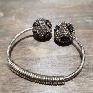 Bracelet jonc ouvert en argent plaqué avec cristaux pavés en forme de boule disco léopard tendance pour homme, réglable, <span class=keywords><strong>JADEAR</strong></span>, anniversaire, CNAS - Product Image 5