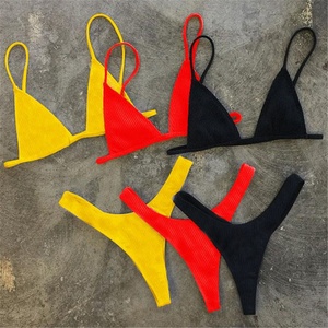 Set Bikini per ragazze costume da bagno brasiliano Sexy coppa piccola stile taglio alto Biquini da spiaggia Bikini <span class=keywords><strong>perizoma</strong></span> Micro nero/bianco solido - Product Image 1