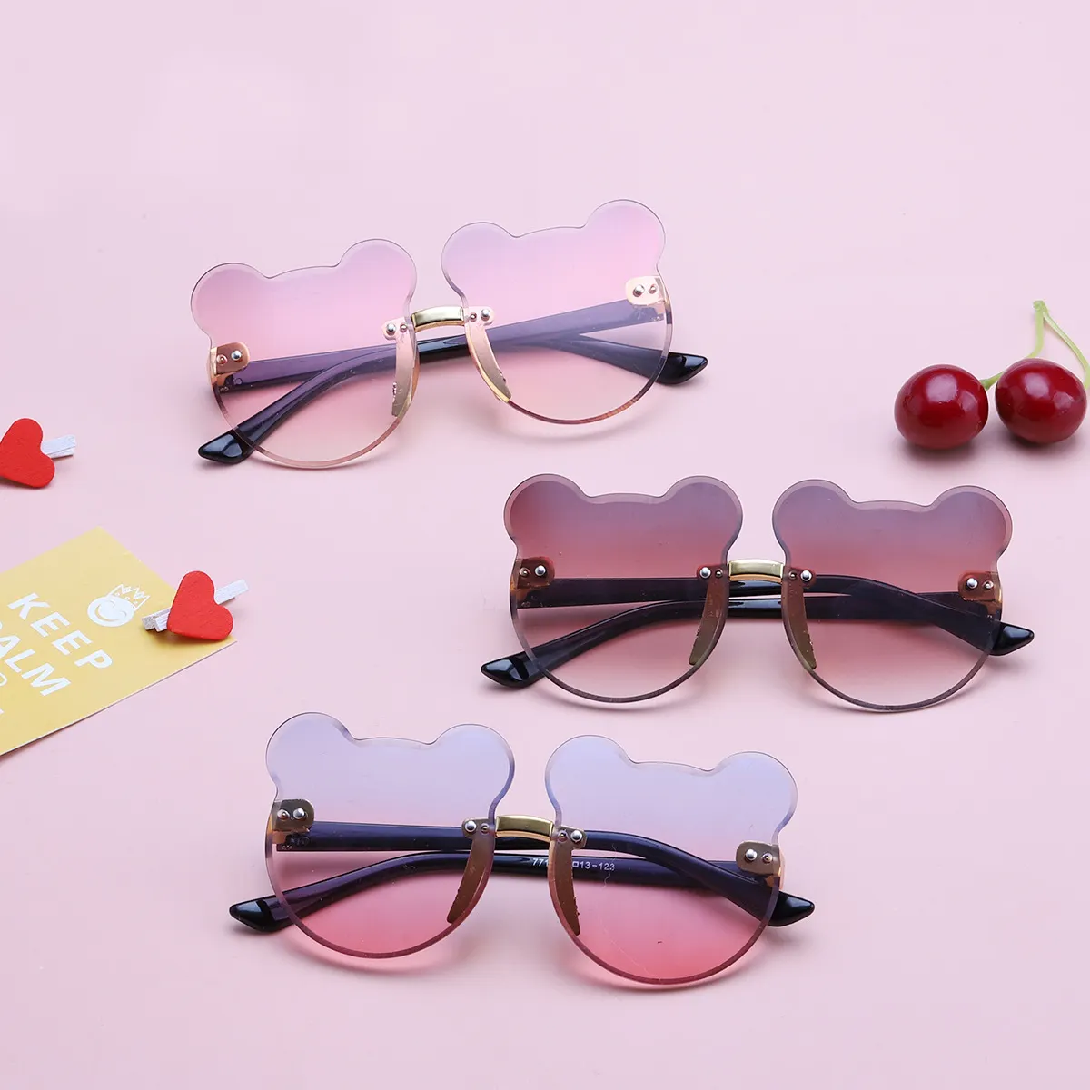 Niedliche bären förmige randlose Kinder-Sonnenbrille Trendy Children Fashion Sonnenbrille Kids Sun Glasses Shades für Mädchen Jungen