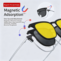 Étui magnétique 3-en-1 confortable, anti-chute, polarisé haute définition pour lunettes, compatible avec les montures de lunettes