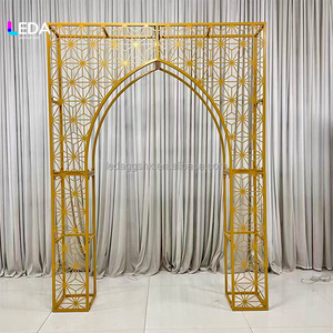 LEDA Custom Retro Luxury Gold Metal Arch Modern Custom Hollow Carving Wedding <b>Backdrop</b> <b>Stand</b> for Wedding Events - Product Image 1
