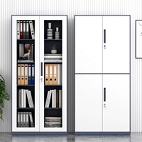 Armoire de classement à trois tiroirs avec porte en verre et rangement métallique verrouillable