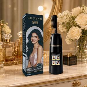 Tinte Instantáneo para el Cabello Color Negro Azabache a Base de Plantas OEM con Aplicador de Peine - Product Image 1