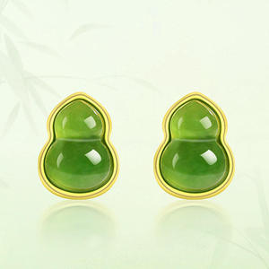 Boucles d'oreilles en jadeite naturelle, jade néphrite, argent S925 incrusté, design original, cadeau avec certificat d'évaluation D1297 - Product Image 1