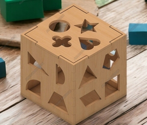 Đầu thời thơ ấu phát triển laser cắt câu đố hình dạng bằng gỗ phân loại hộp 3 + tuổi trẻ em xây dựng khối đồ chơi màu sắc tự nhiên - Product Image 2