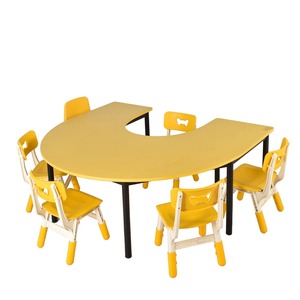 Meubles de maternelle de nouvelle conception, table combinée pour enfants d'âge préscolaire, table d'étude ronde réglable en hauteur et ensemble de chaises - Product Image 5