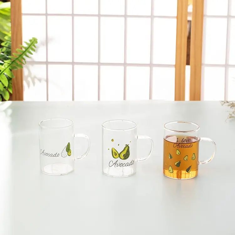 Özelleştirilmiş toptan cam çay fincanı şeffaf bant çıkartmaları özelleştirilmiş cam çay bardağı Vidrio