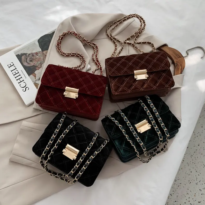 Sacs à main de luxe en velours pour femme, sacoche de styliste, sac à bandoulière de marque célèbre, nouvelle collection 2020