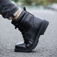 Bottes de sécurité en cuir de qualité supérieure avec embout en acier, personnalisables avec logo, pour la construction et le travail, vente en gros