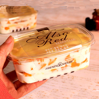 MOQ 100 pièces, Boîtes transparentes jetables de 280 ml pour Tiramisu, desserts, glaces, salades, mousses, gâteaux aux flocons et gâteaux mille-feuilles