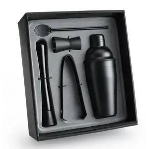 5 pezzi nero Set di Shaker per Cocktail Bar strumenti per Barware in acciaio inox Set di Cocktail Mixer portatile con Jigger