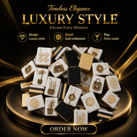 Ensemble de Mahjong de Luxe Noir et Or, Personnalisé par un Designer, Tuiles de Mahjong de Haute Qualité Fabriquées à la Main, Coffret Cadeau pour Usage Domestique