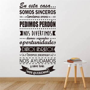 Adesivo Murale in Stile Art Déco con Scritta 'This House Rule' in Spagnolo <span class=keywords><strong>per</strong></span> Cameretta Bambini, Camera da Letto, Natale, Famiglia, Decorazione Murale in PVC - Product Image 3