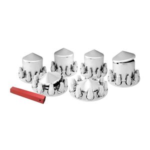 Kit Combo de couvre-roue d'essieu chromé pour Semi-camion avec <span class=keywords><strong>cache</strong></span>-écrou fileté de 33mm - Product Image 3
