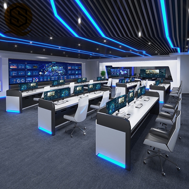 High-gloss Futuristic Technological Broadcast Desk Radio Table Led Furniture Broadcast Desk for Studio