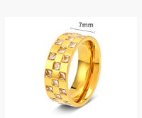 Craft Wolf vente chaude en gros accessoires de mode échiquier carré coupe zircons doigt bijoux anneau personnalisation en gros