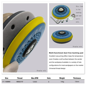Plato de Respaldo para Lijadora de 6 Pulgadas y 9 Agujeros, Azul, Antipolvo, para Pulido Eléctrico, para Pulir Madera, Metal y Muebles - Product Image 6
