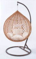 Fauteuil Œuf Suspendu Pliant en Rotin et Osier pour Jardin et Patio, Balançoire d'Extérieur avec Support Métallique, Personnalisation en Usine