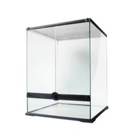Terrarium rectangulaire à double porte, réservoir de forêt tropicale en verre panoramique, boîte d'élevage pour grenouilles cornées, lézards, geckos, serpents de maïs, reptiles