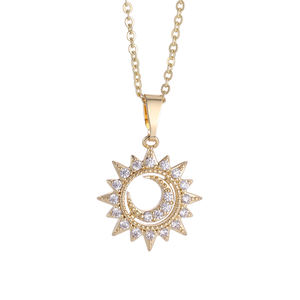 Collar con Colgante de Sol y Luna Rakol ZPN312 al por Mayor para Niñas, Joyería de Moda, Diseño de Lujo, Collares Chapados en Oro de 18K - Product Image 5