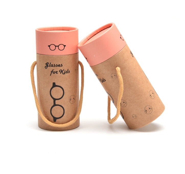 Экологичная Упаковка для оттенков, круглая переработанная крафт-бумага с логотипом на заказ, симпатичная жесткая бумажная коробка, детский чехол для солнцезащитных очков