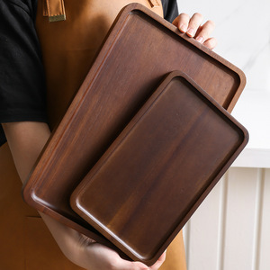 Bandeja de madera de acacia estilo japonés, bandeja rectangular de madera maciza para servir té, café, uso en hoteles - Product Image 1