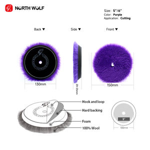 North Wolf 5 pollici cuscinetto DA taglio viola fabbrica all'ingrosso di lana auto tamponi per lucidare RO/DA /GA dettagli - Product Image 2