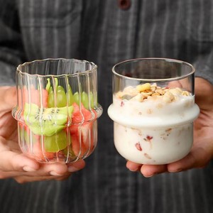 卸売製品パーソナライズされたガラス製品250mlかわいい透明リブ付きガラスデザートカップ - Product Image 5