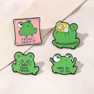 YINI Hersteller Niedlicher Frosch Cartoon Zink legierung Emaille Pins-UV-Druck Handwerk Humorvolle Slogan Abzeichen für Sammlung & Geschenk - Product Image 4
