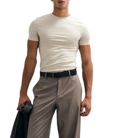 T-shirts slim fit imprimés de haute qualité en gros, 220 GSM, pour hommes, 95% coton, 5% élasthanne