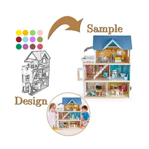 Large Doll House Kit Toy Pretend Play Wooden toy Dream Baby Doll House Furniture Toy For Kids Girls Diy Big Children Accessories