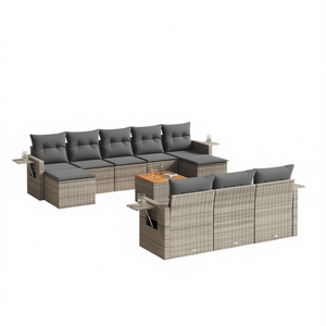 Grey Garden <b>Sofa</b> <b>Set</b> With Cushions UV Resistant PE Rattan Outdoor Furniture Contemporary Design Waterproof - Product Image 1