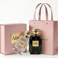 Nouveau parfum de luxe pour femmes et hommes, flacon vide de 100 ml, rose, noir, transparent, bouchon doré avec boîte d'emballage